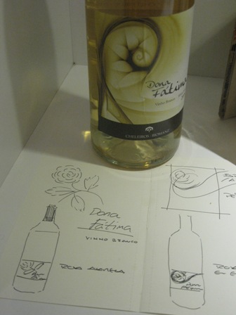 Эскизы первой этикетки вина Dona Fátima